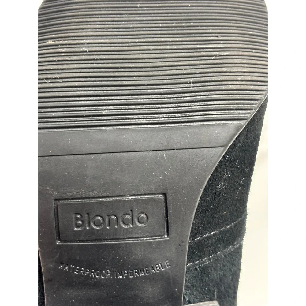Blondo Salome Waterproof Ankle Boots 7.5M Black Suede Block Heel Chic City Wear